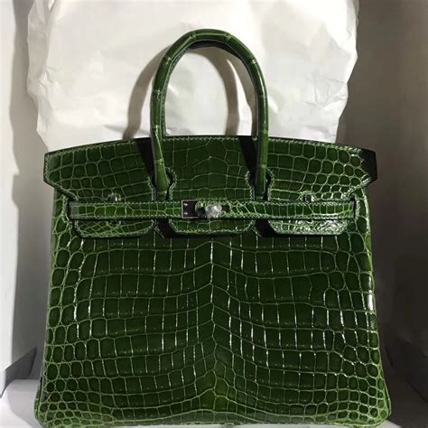 Double sens crocodile tote Hermès Green in Crocodile 